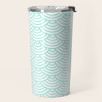 Seafoam Blue Japanese wave pattern Travel Mug Gallery Image 2