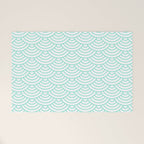 Seafoam Blue Japanese wave pattern Welcome Mat Gallery Image 1