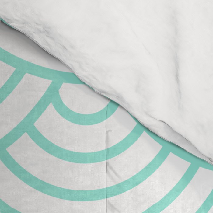 Seafoam Blue Japanese wave pattern Comforter Gallery Image 4