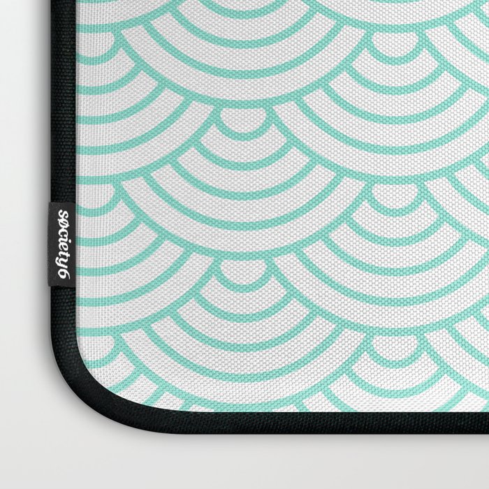 Seafoam Blue Japanese wave pattern Laptop Sleeve Gallery Image 3