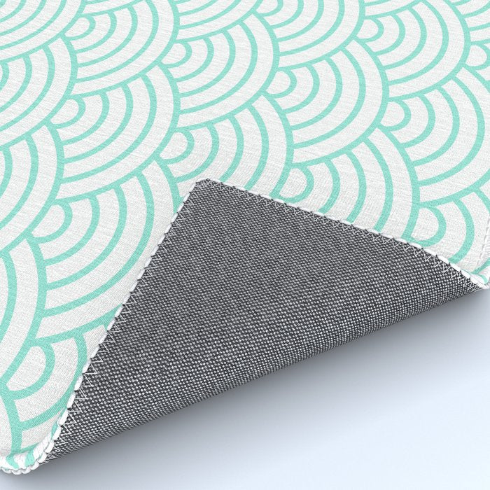 Seafoam Blue Japanese wave pattern Rug Gallery Image 4