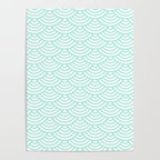 Seafoam Blue Japanese wave pattern Poster Gallery Image 4