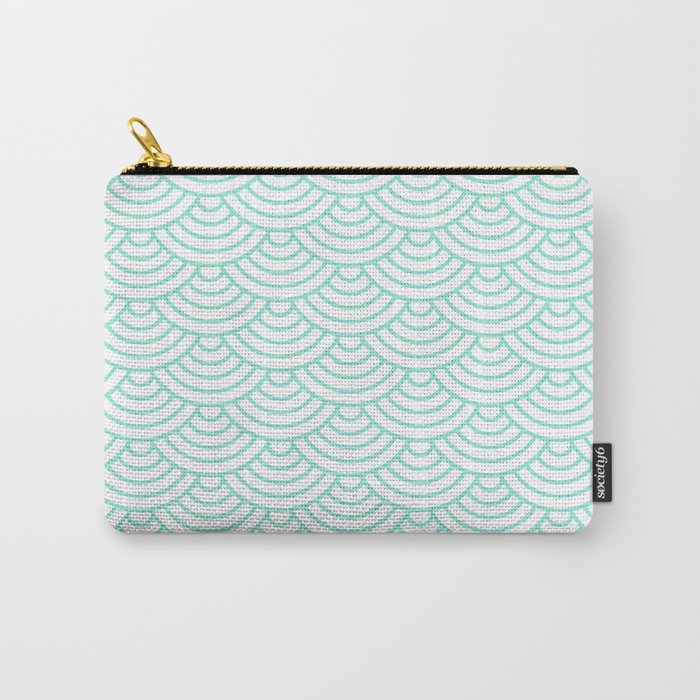 Seafoam Blue Japanese wave pattern Carry All Pouch Gallery Image 1
