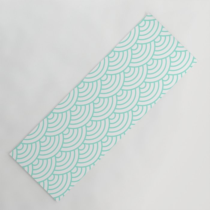 Seafoam Blue Japanese wave pattern Yoga Mat Gallery Image 1