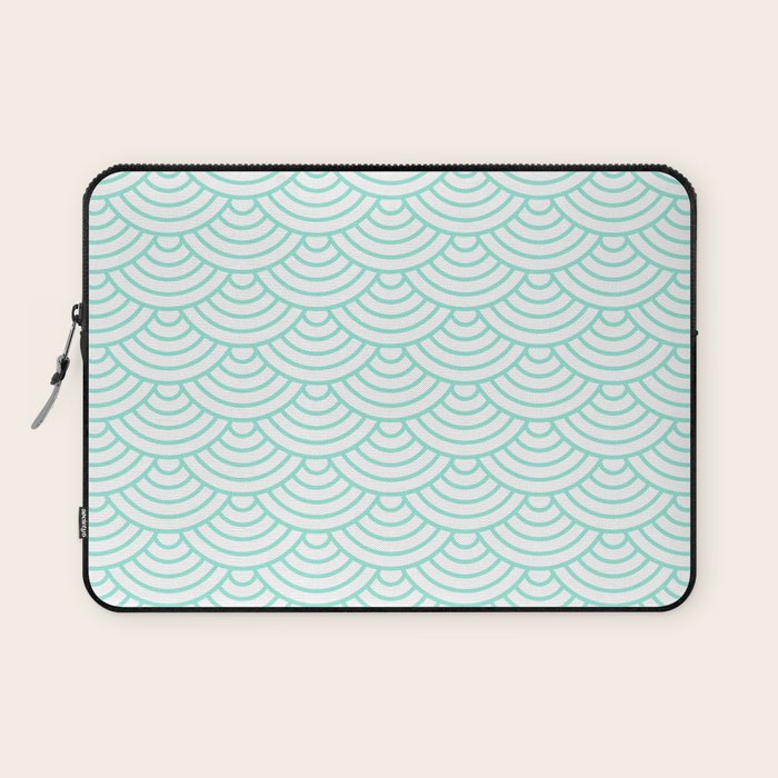 Seafoam Blue Japanese wave pattern Laptop Sleeve Gallery Image 1