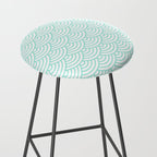 Seafoam Blue Japanese wave pattern Stool Gallery Image 2