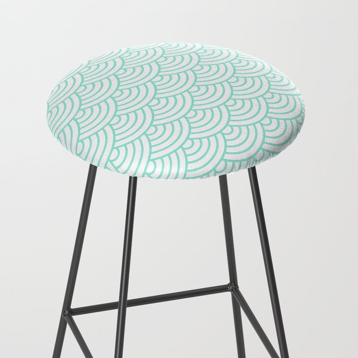 Seafoam Blue Japanese wave pattern Stool Gallery Image 2