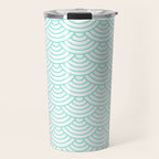 Seafoam Blue Japanese wave pattern Travel Mug Gallery Image 1