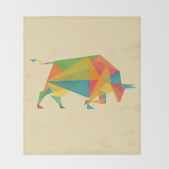 Fractal Geometric Bull Throw Blanket Gallery Image 2