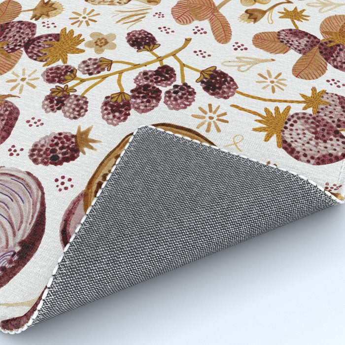 Garden Vegetables & Fresh Fruit in Ochre & Burgundy Rug Gallery Image 4