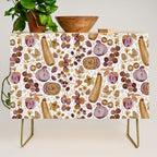 Garden Vegetables & Fresh Fruit in Ochre & Burgundy Credenza Gallery Image 1