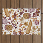 Garden Vegetables & Fresh Fruit in Ochre & Burgundy Outdoor Rug Gallery Image 1