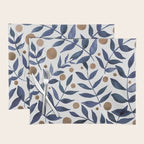Watercolor berries and branches - indigo and beige Placemat Gallery Image 1