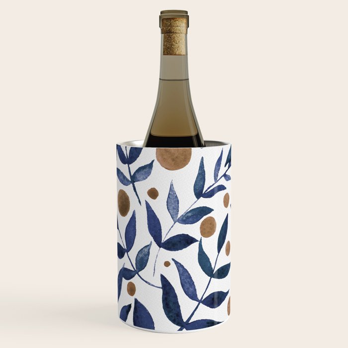 Watercolor berries and branches - indigo and beige Wine Chiller Gallery Image 2