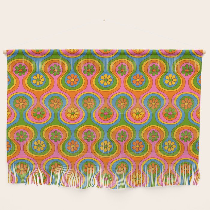 Groovy 60s Midcentury Modern Flower Pattern Wall Hanging Gallery Image 1