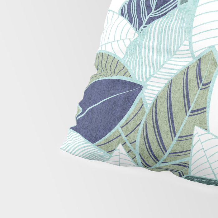 Leaf wall // navy blue pine and sage green leaves mint lines Pillow Sham Gallery Image 4