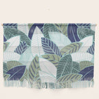 Leaf wall // navy blue pine and sage green leaves mint lines Wall Hanging Gallery Image 1
