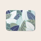 Leaf wall // navy blue pine and sage green leaves mint lines Bath Mat Gallery Image 1