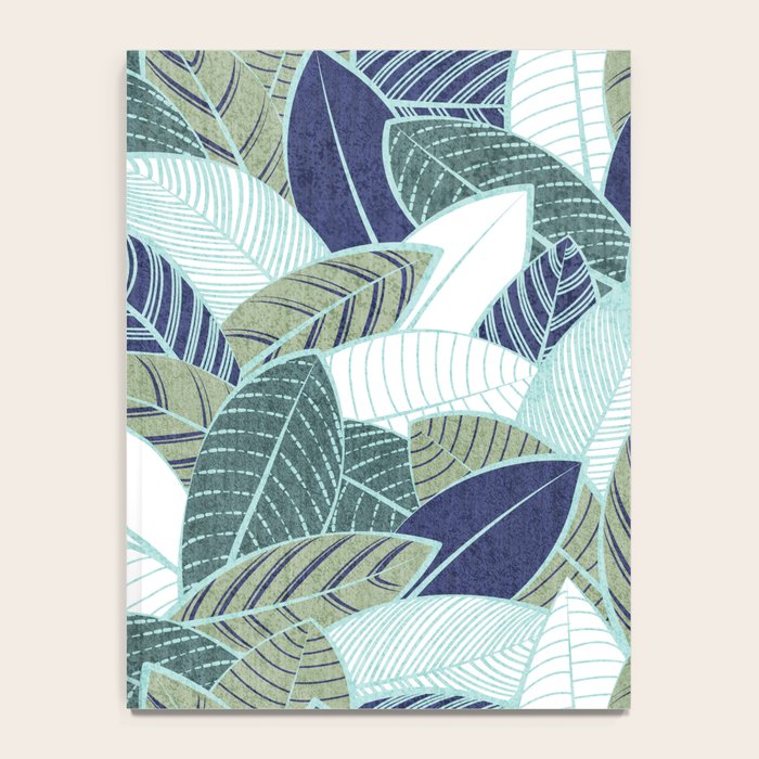Leaf wall // navy blue pine and sage green leaves mint lines Notebook Gallery Image 4