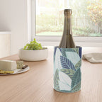 Leaf wall // navy blue pine and sage green leaves mint lines Wine Chiller Gallery Image 4