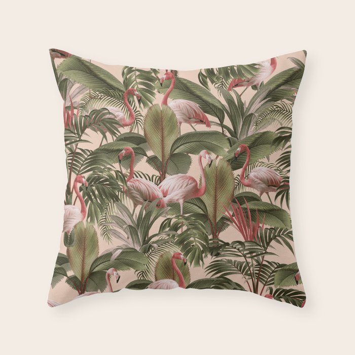 Elegance of Flamingos Throw Pillow Gallery Image 6