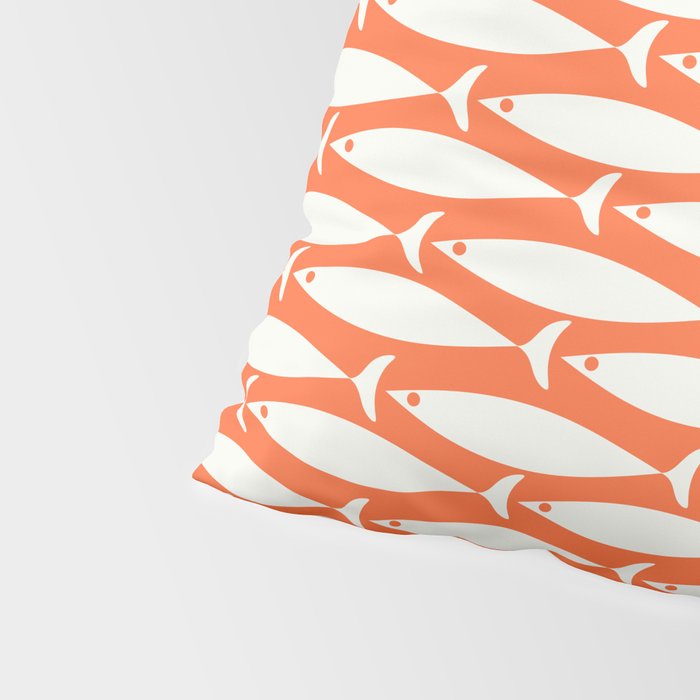 Mid Century Modern Minimalist Fish Pattern in Orange and White Pillow Sham Gallery Image 4