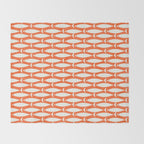Mid Century Modern Minimalist Fish Pattern in Orange and White Throw Blanket Gallery Image 2