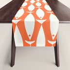 Mid Century Modern Minimalist Fish Pattern in Orange and White Table Runner Gallery Image 1