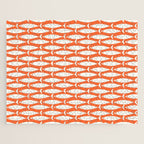 Mid Century Modern Minimalist Fish Pattern in Orange and White Jigsaw Puzzle Gallery Image 1