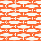 Mid Century Modern Minimalist Fish Pattern in Orange and White Coffee Mug Gallery Image 2