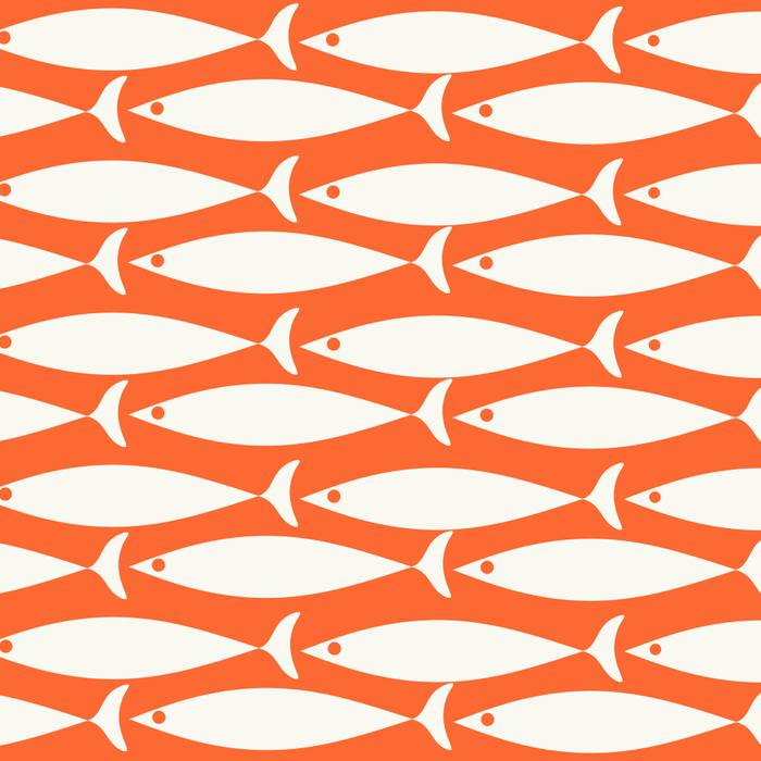 Mid Century Modern Minimalist Fish Pattern in Orange and White Coffee Mug Gallery Image 2