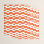 Mid Century Modern Minimalist Fish Pattern in Orange and White Wrapping Paper Gallery Image 3