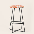 Mid Century Modern Minimalist Fish Pattern in Orange and White Stool Gallery Image 1