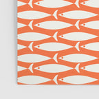 Mid Century Modern Minimalist Fish Pattern in Orange and White Poster Gallery Image 3