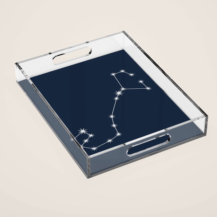 Scorpio Zodiac Star Constellation Line Art Dark Blue Acrylic Tray Gallery Image 1