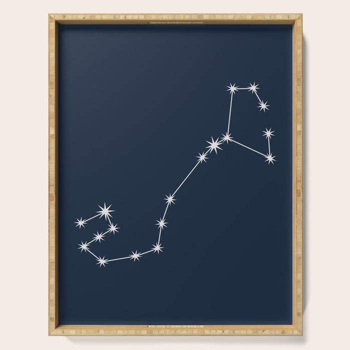 Scorpio Zodiac Star Constellation Line Art Dark Blue Serving Tray Gallery Image 1