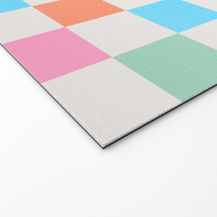 Pastel Checkered Pattern Welcome Mat Gallery Image 2