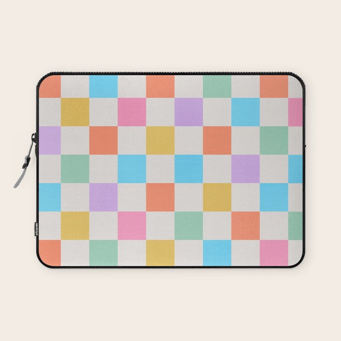 Pastel Checkered Pattern Laptop Sleeve Gallery Image 1