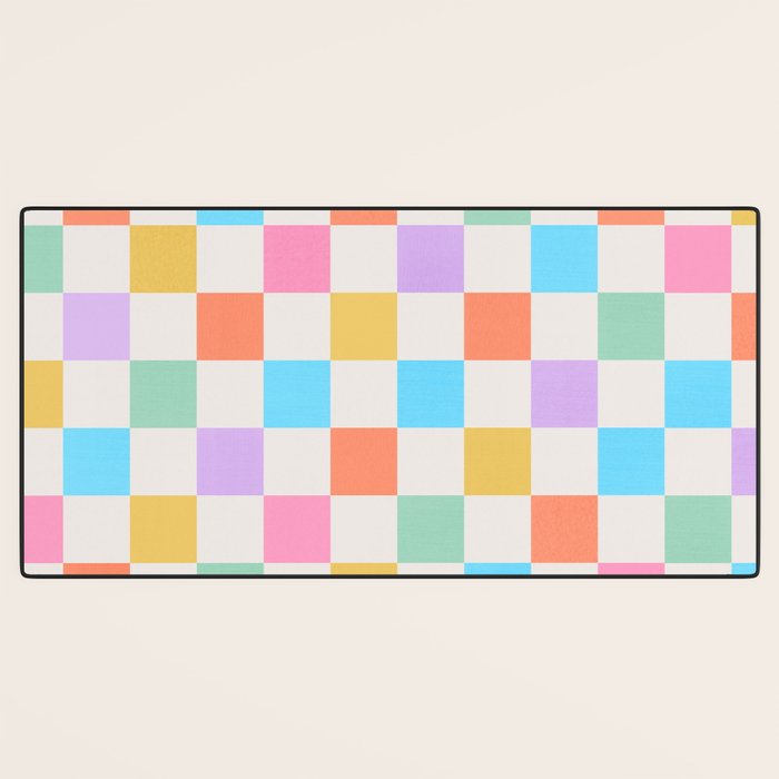 Pastel Checkered Pattern Desk Mat Gallery Image 3