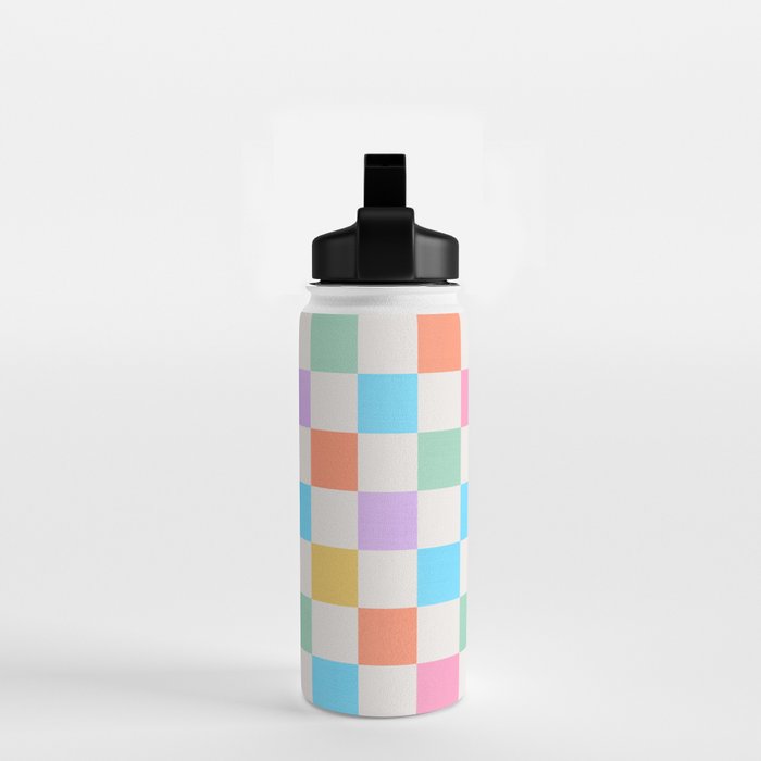 Pastel Checkered Pattern Water Bottle Gallery Image 2