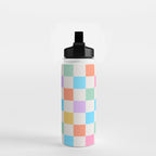 Pastel Checkered Pattern Water Bottle Gallery Image 2