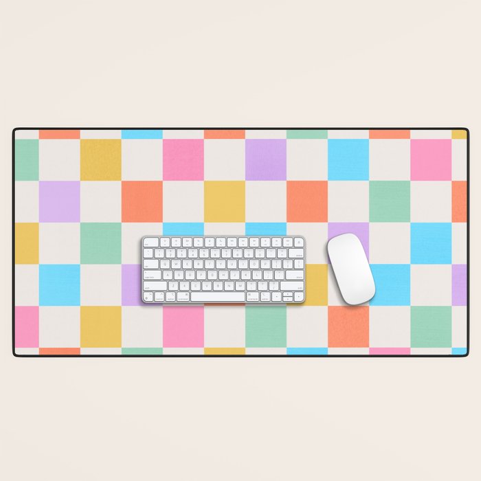 Pastel Checkered Pattern Desk Mat Gallery Image 1