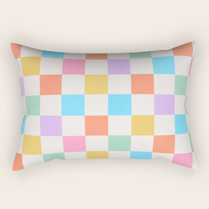 Pastel Checkered Pattern Rectangular Pillow Gallery Image 1