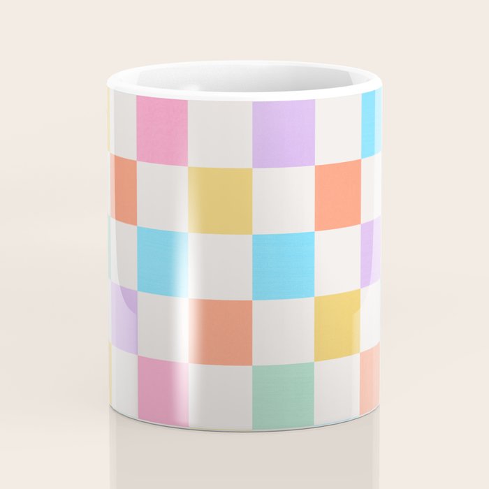 Pastel Checkered Pattern Coffee Mug Gallery Image 4