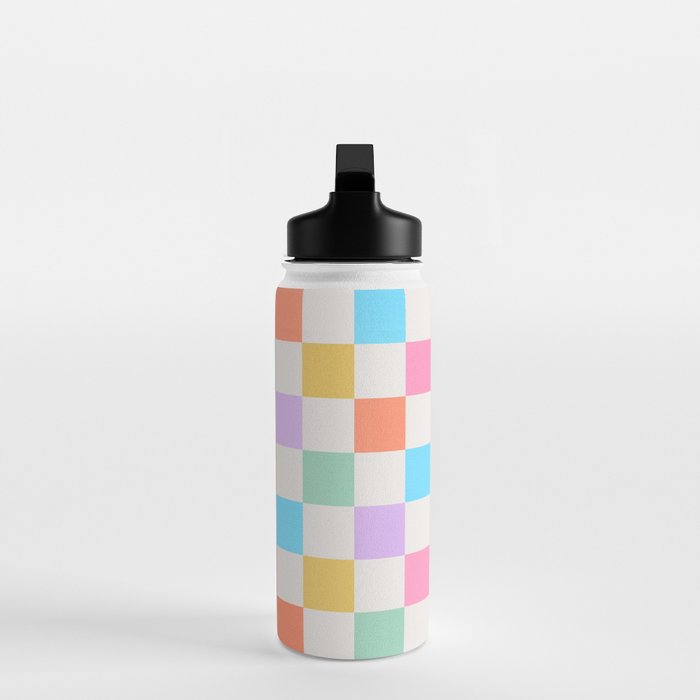 Pastel Checkered Pattern Water Bottle Gallery Image 3