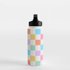 Pastel Checkered Pattern Water Bottle Gallery Image 3