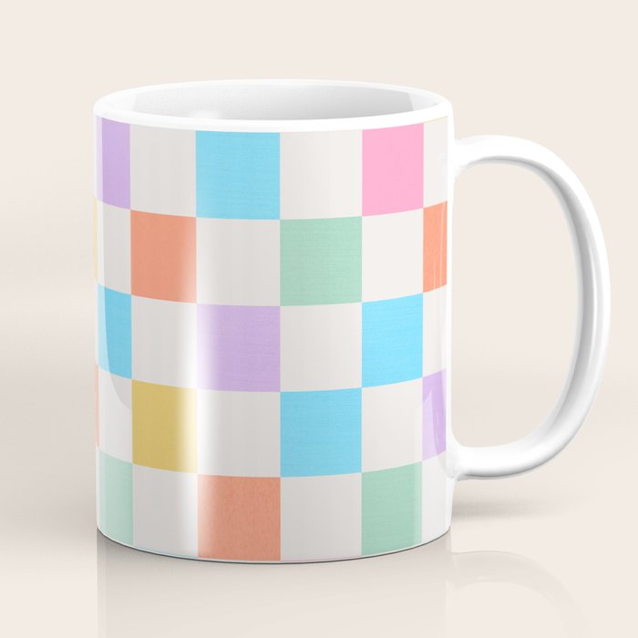 Pastel Checkered Pattern Coffee Mug Gallery Image 1