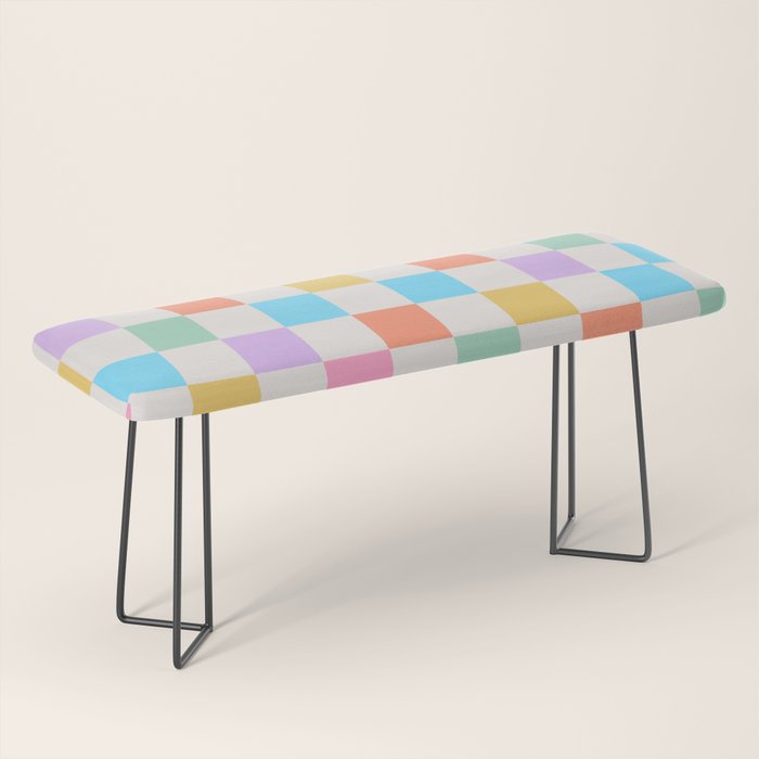 Pastel Checkered Pattern Bench Gallery Image 1
