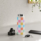 Pastel Checkered Pattern Water Bottle Gallery Image 4