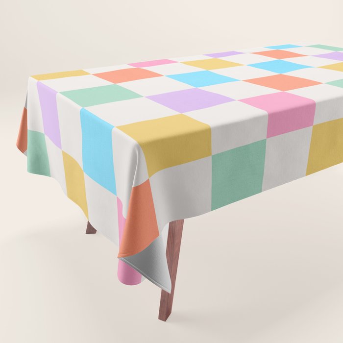 Pastel Checkered Pattern Tablecloth Gallery Image 1